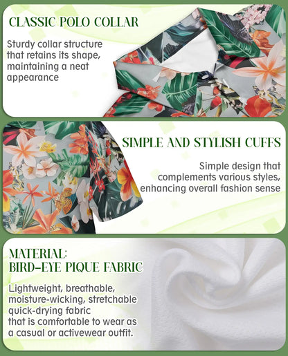Flower Ephemera Tropical 3D Polo Shirt for Men – Floral Hawaiian Summer Style | Azhobbyshop