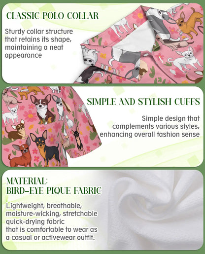 Flowers Chihuahua Pattern Polo Shirt | Azhobbyshop