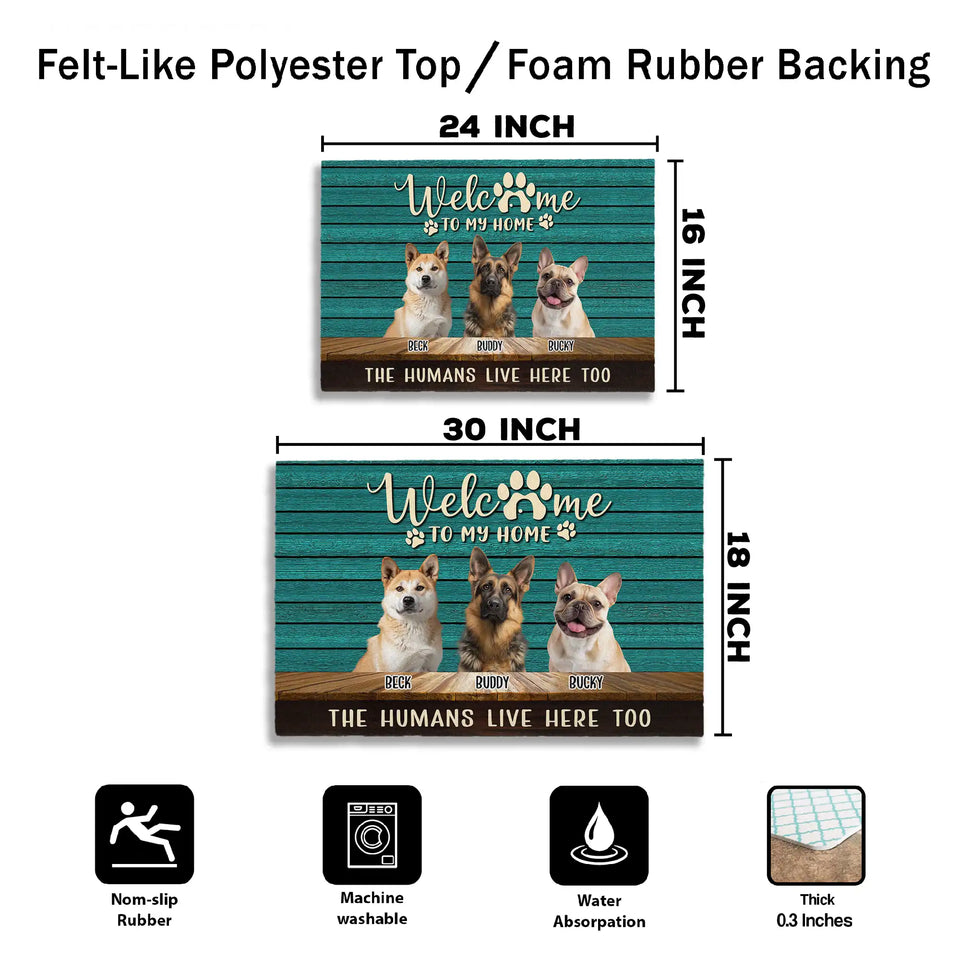 Personalized Turquoise Dog Doormat – Custom Pet Photos & Names Mat