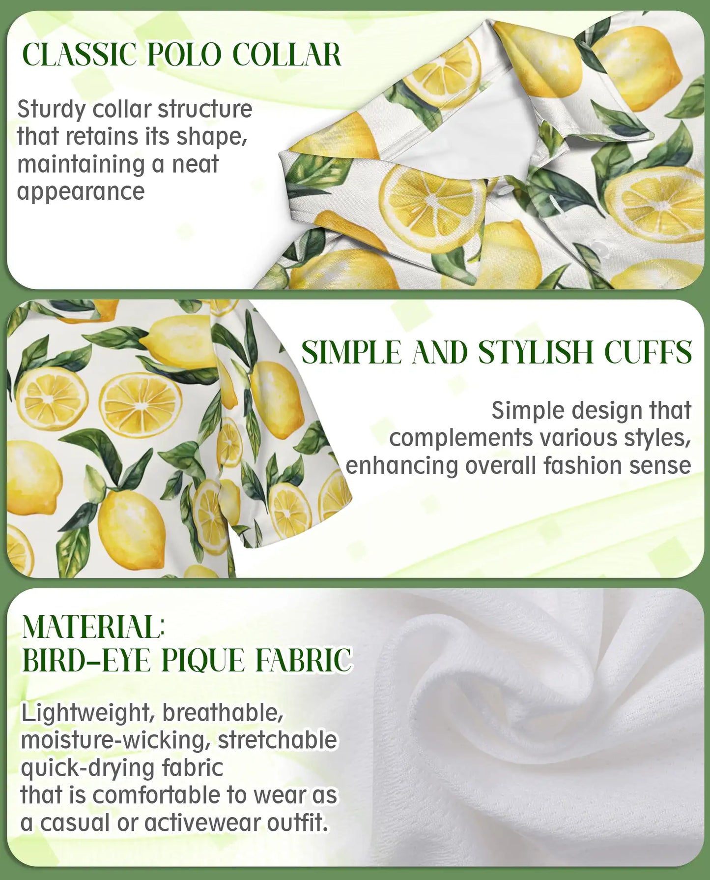 Lemon Fresh 3D Polo Shirt for Men – Citrus Fruit Summer Print | Azhobbyshop