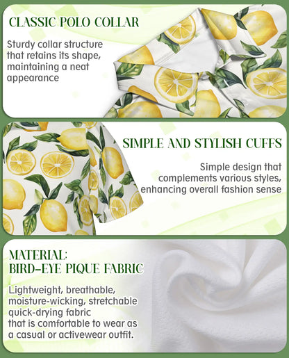 Lemon Fresh 3D Polo Shirt for Men – Citrus Fruit Summer Print | Azhobbyshop