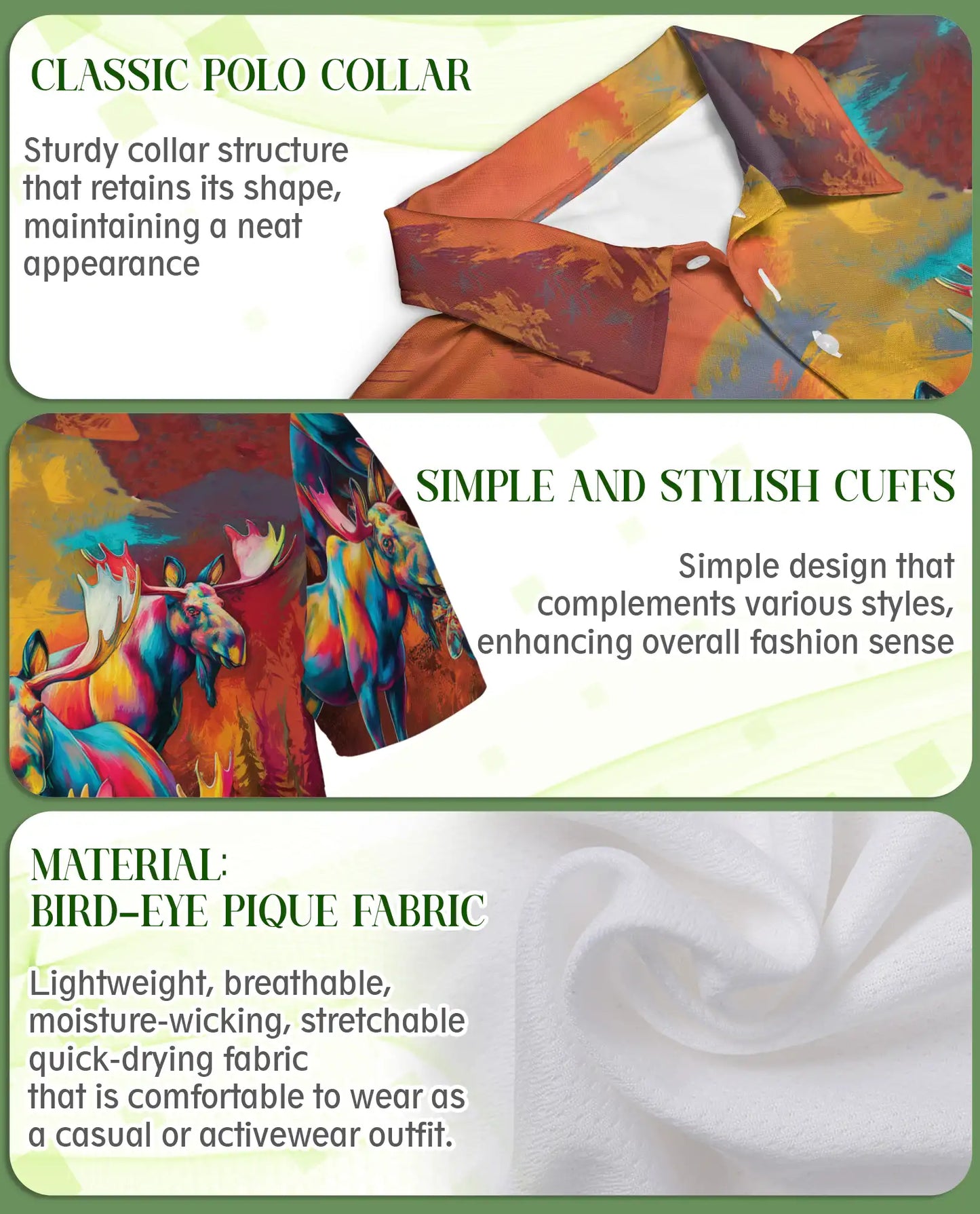 Colorful Moose Wildlife Polo Shirt | Azhobbyshop