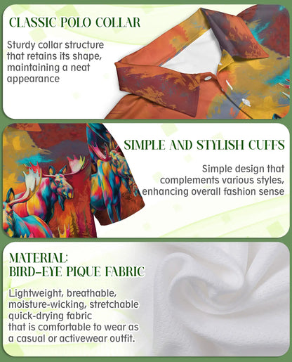 Colorful Moose Wildlife Polo Shirt | Azhobbyshop