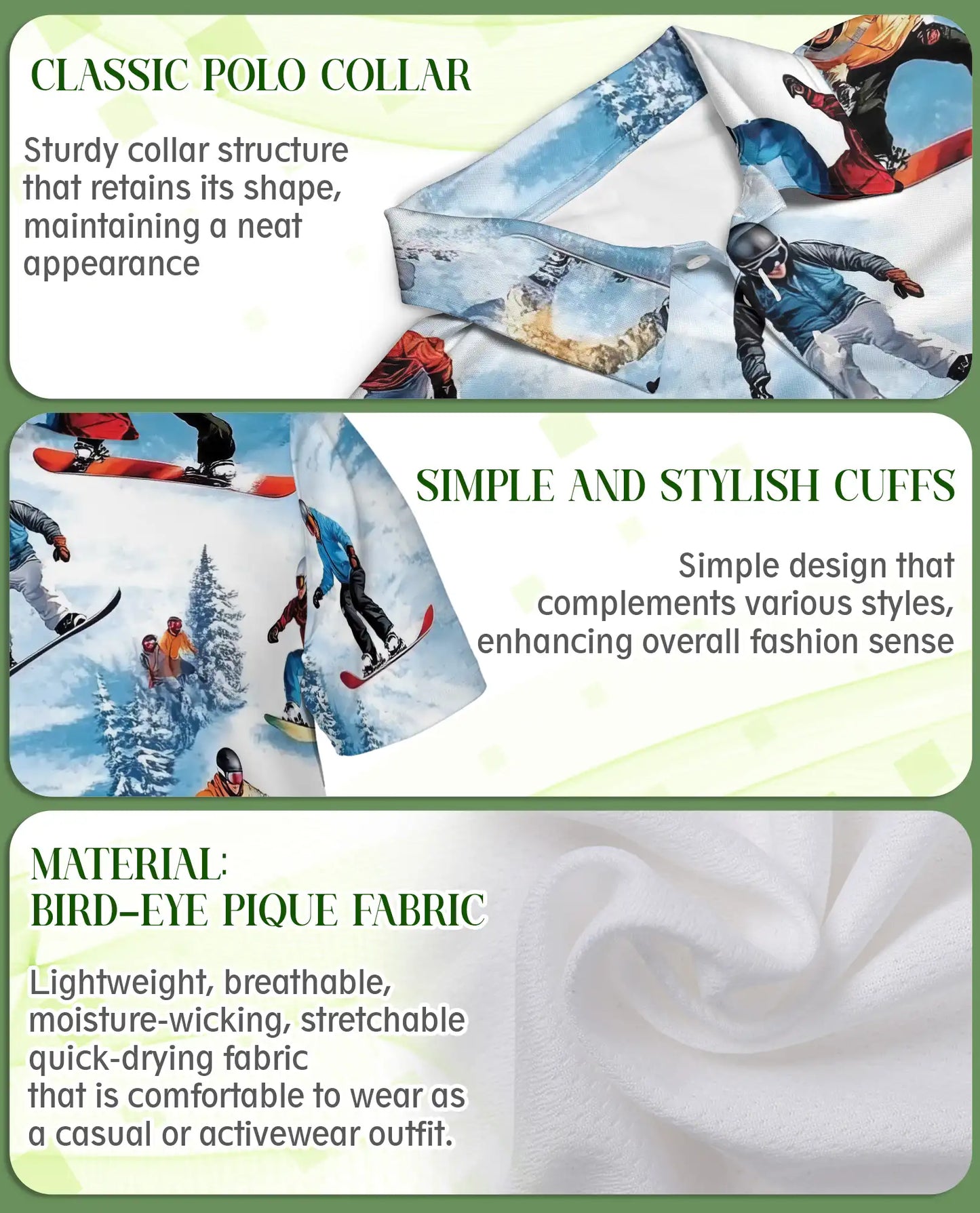 Snowboarding 3D Polo Shirt for Men – Winter Sport Mountain Style | Azhobbyshop