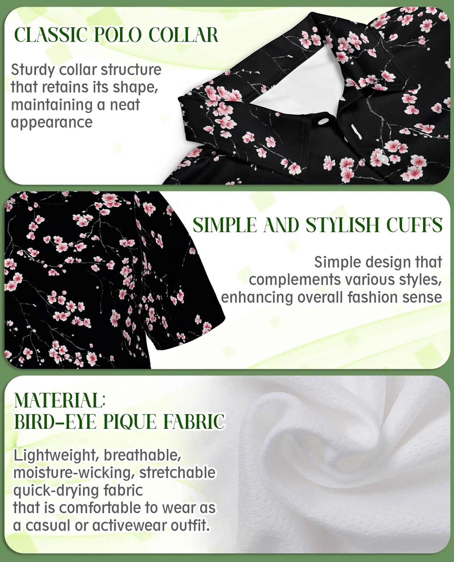 Pink Sakura Polo Shirt – Cherry Blossom Japanese Floral Style | Azhobbyshop