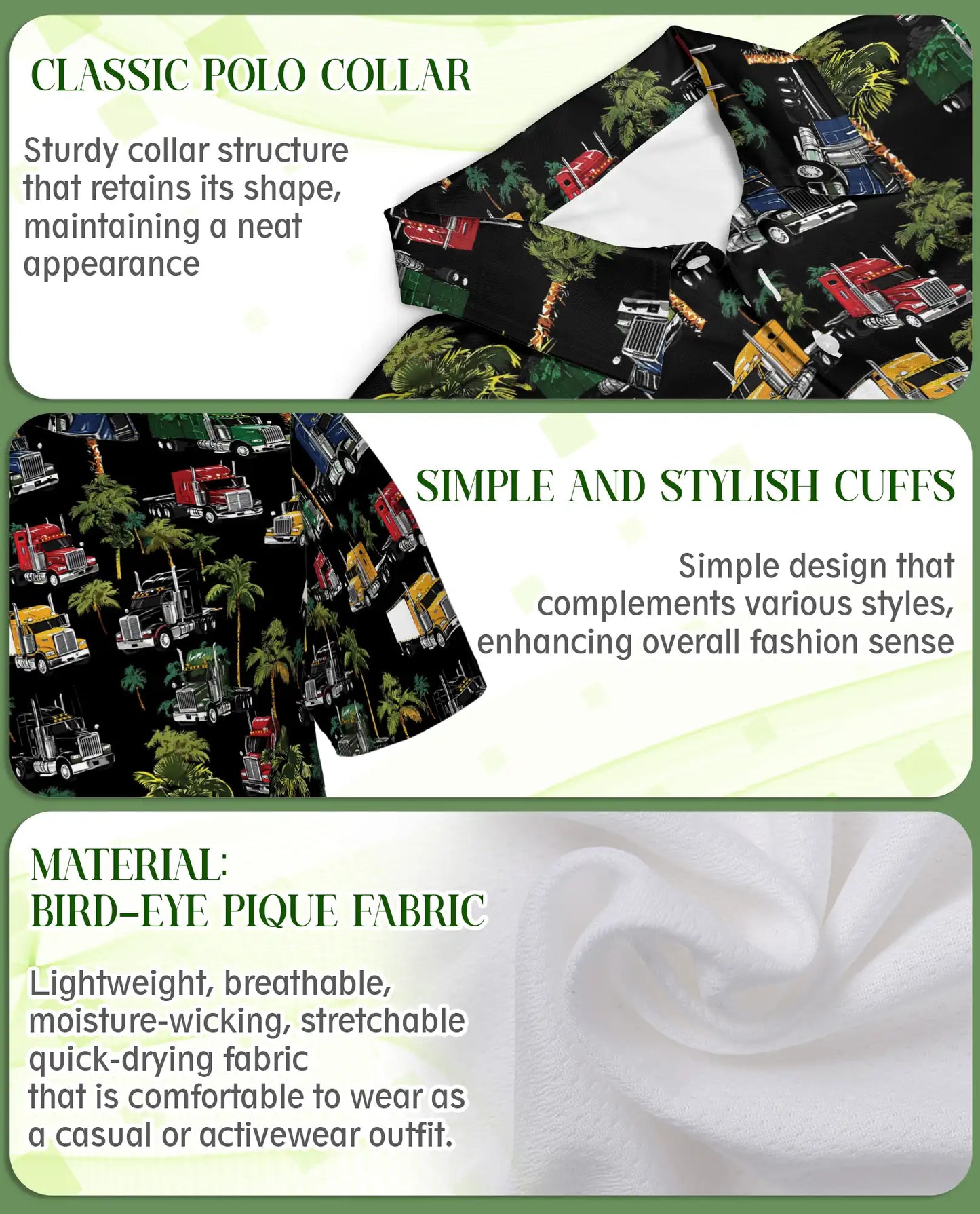 Semi Truck Tropical Palm Tree Polo Shirt | Azhobbyshop