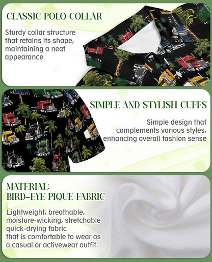 Semi Truck Tropical Palm Tree Polo Shirt | Azhobbyshop