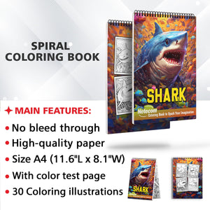 Magical Sharks Spiral Bound Coloring Book, Discover the Power of the Ocean with 30 Captivating Shark Coloring Pages for Adventure Seekers to Ignite Their Imagination