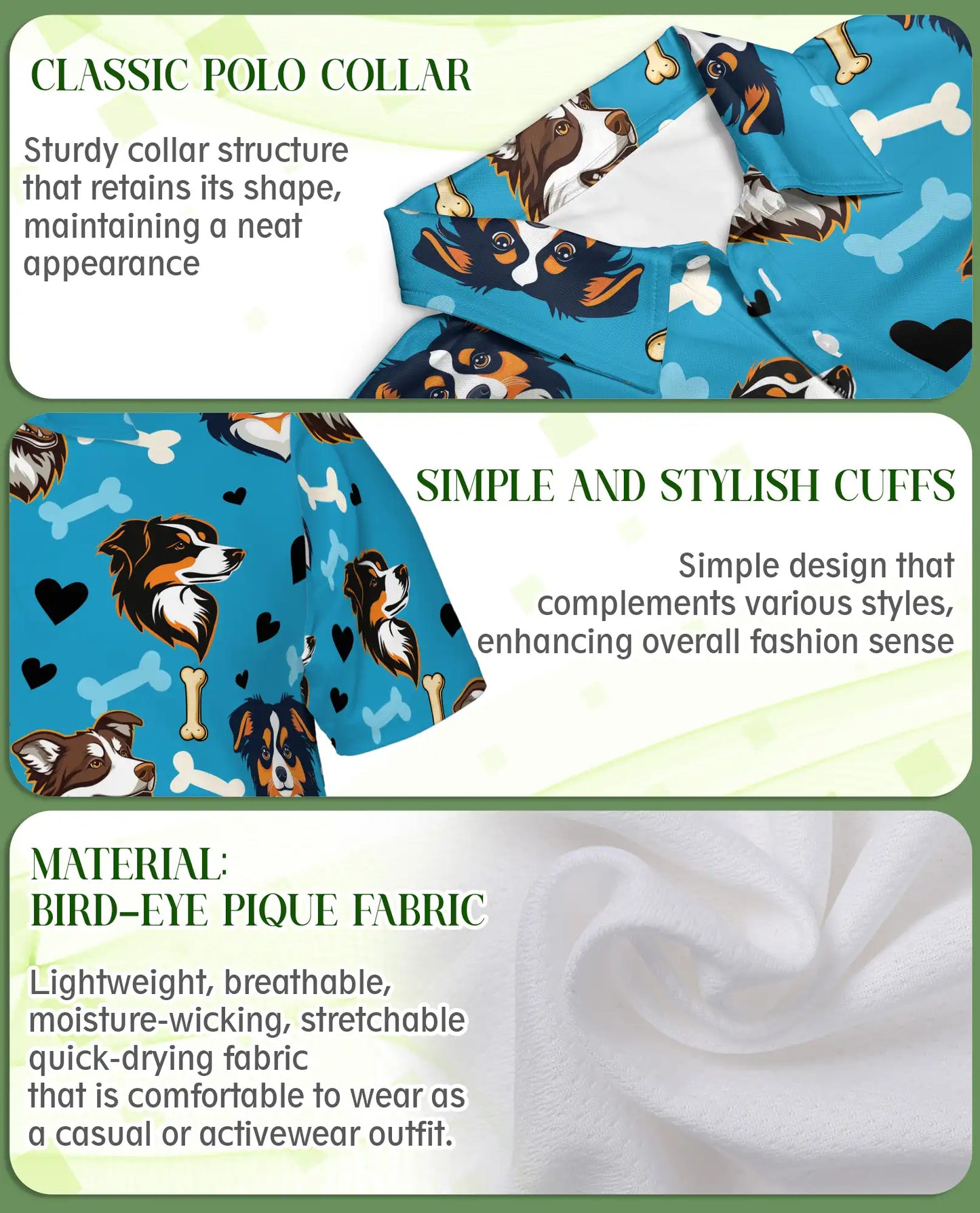 Cute Dog Pattern Polo Shirt – Cartoon Puppy & Bone Print | Azhobbyshop