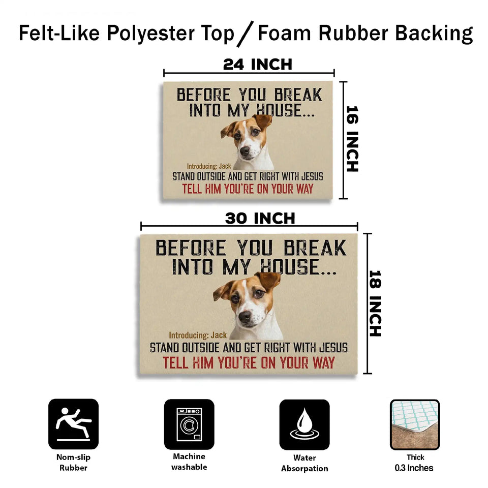 Personalized Funny Dog Doormat – Custom Photo & Pet Name Mat