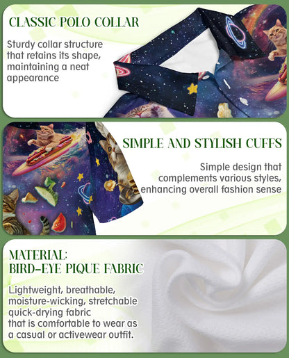 Cosmic Cat Polo Shirt- Funny Space Cat Lover Galaxy Style | Azhobbyshop