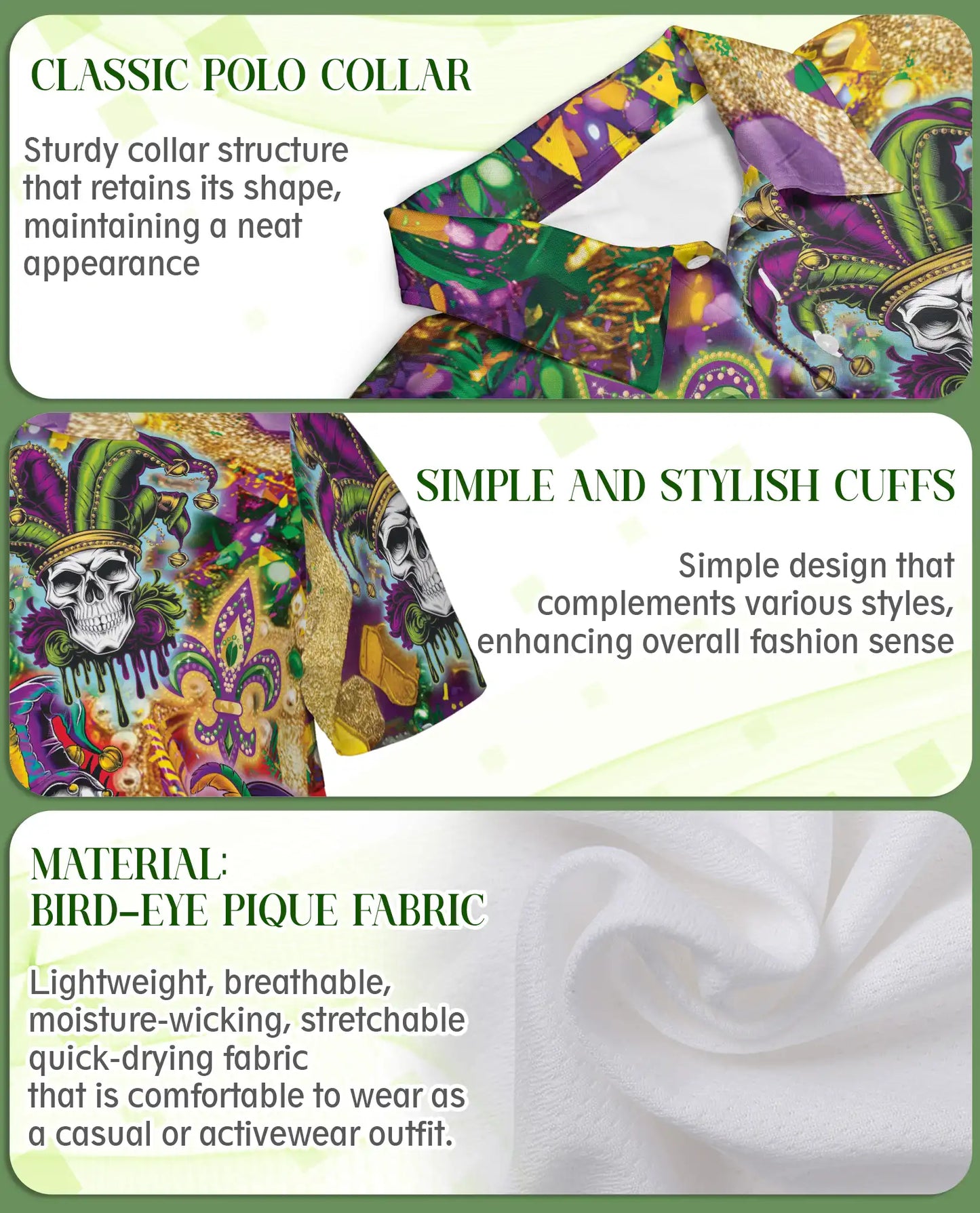 Skulls Mardi Gras Jester Mask Polo Shirt | Azhobbyshop