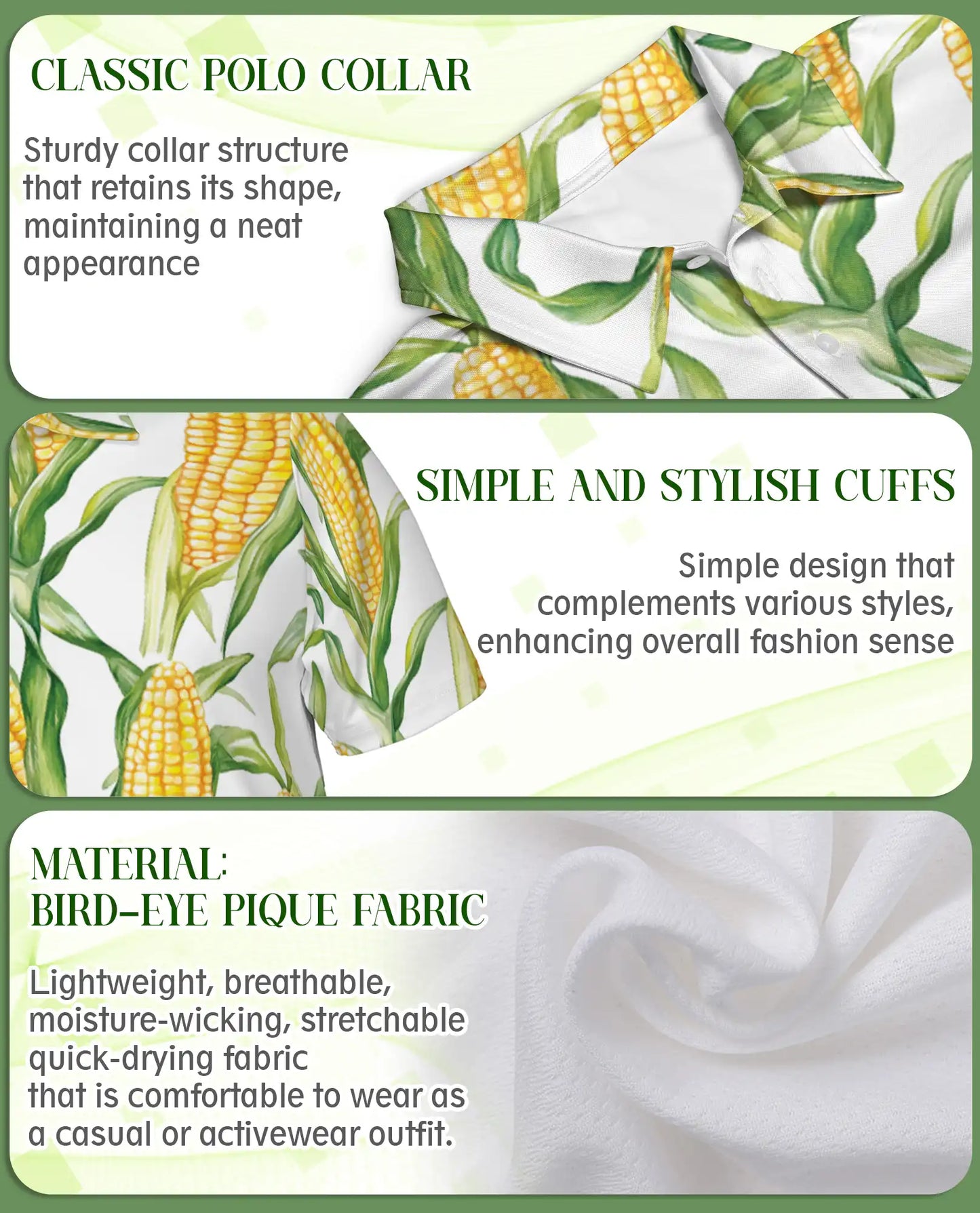 Corn Print Polo Shirt – Fresh Farm Sweet Corn Pattern | Azhobbyshop