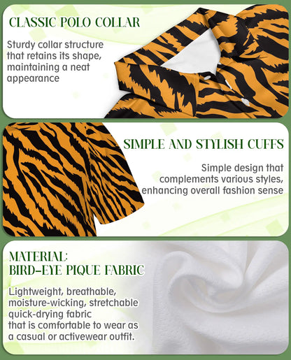 Tiger Skin Polo Shirt – Bold Animal Print Orange Black | Azhobbyshop