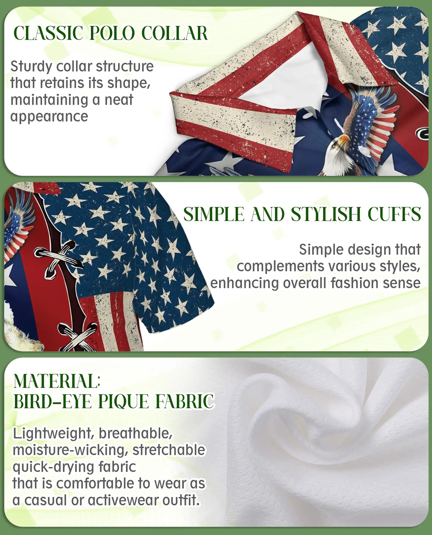 Patriotic Santa Eagle American Flag 3D Polo Shirt | Azhobbyshop
