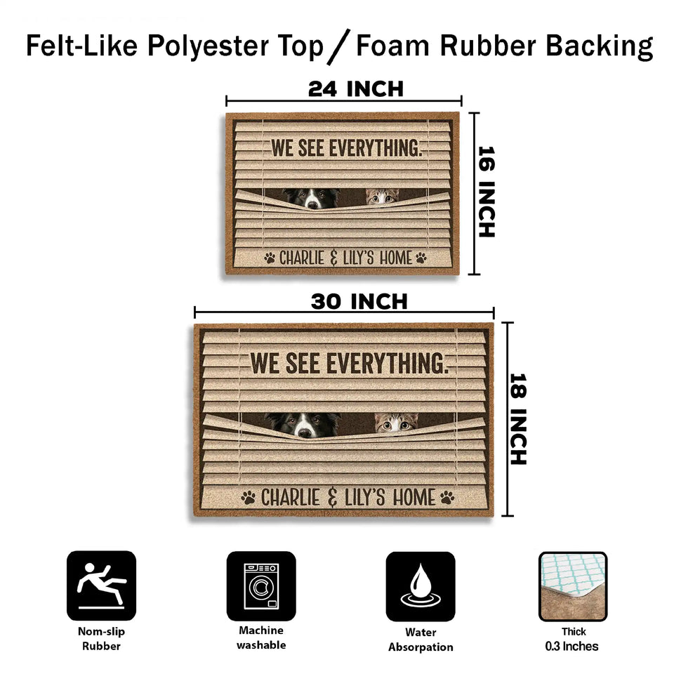 Personalized Dog & Cat Window Blinds Doormat – Custom Pet Photo Welcome Mat
