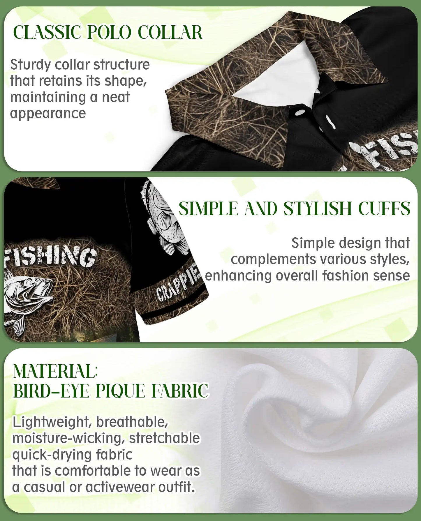 Crappie Fishing 3D Polo Shirt for Men – Lake Cabin Angler Gift | Azhobbyshop