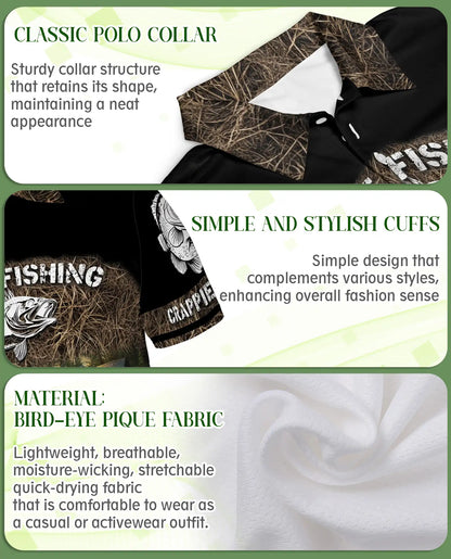 Crappie Fishing 3D Polo Shirt for Men – Lake Cabin Angler Gift | Azhobbyshop