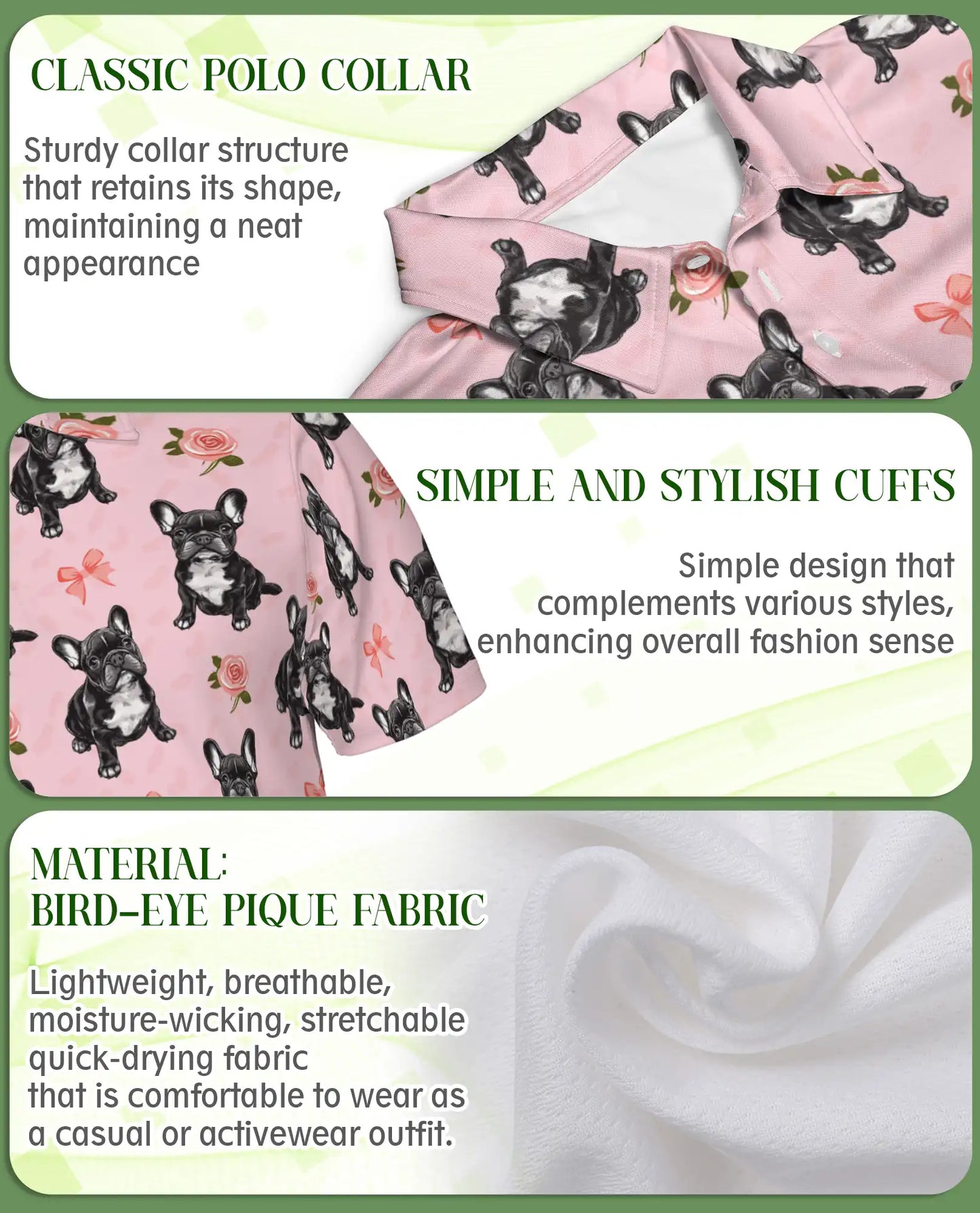 French Bulldog Floral Pattern Polo Shirt | Azhobbyshop