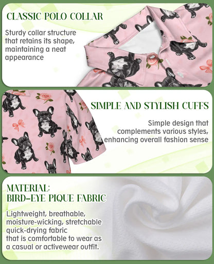French Bulldog Floral Pattern Polo Shirt | Azhobbyshop