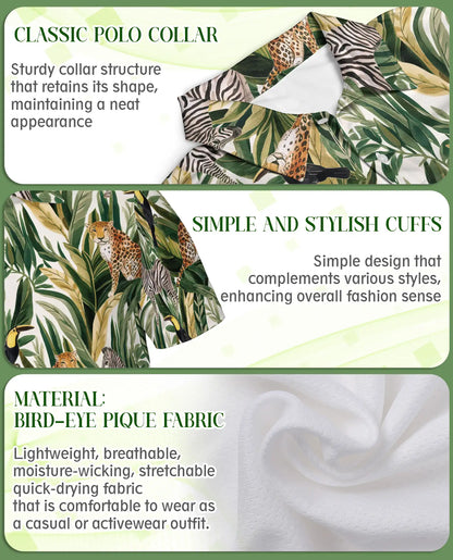 Safari Animal Tropical Hawaiian Polo Shirt | Azhobbyshop