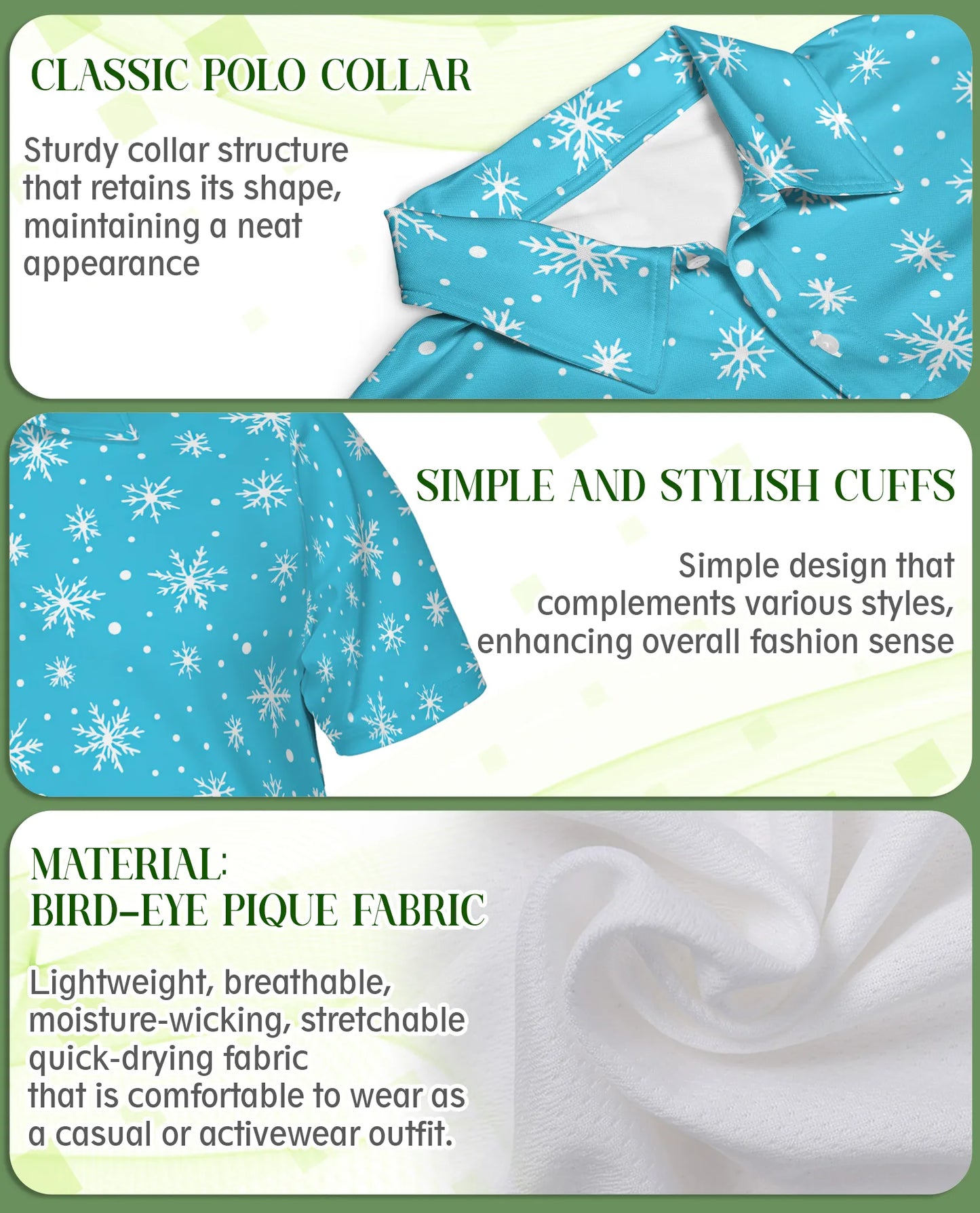 Snowflake 3D Polo Shirt for Men – Winter Christmas Holiday Style | Azhobbyshop