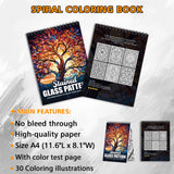 Stained Glass Pattern Spiral Bound Coloring Book, Intricate Stained Glass Patterns for a Colorful and Creative Challenge, Great for Art Enthusiasts and Crafters