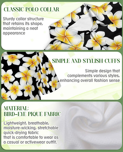 Yellow Plumeria Floral Polo Shirt | Azhobbyshop