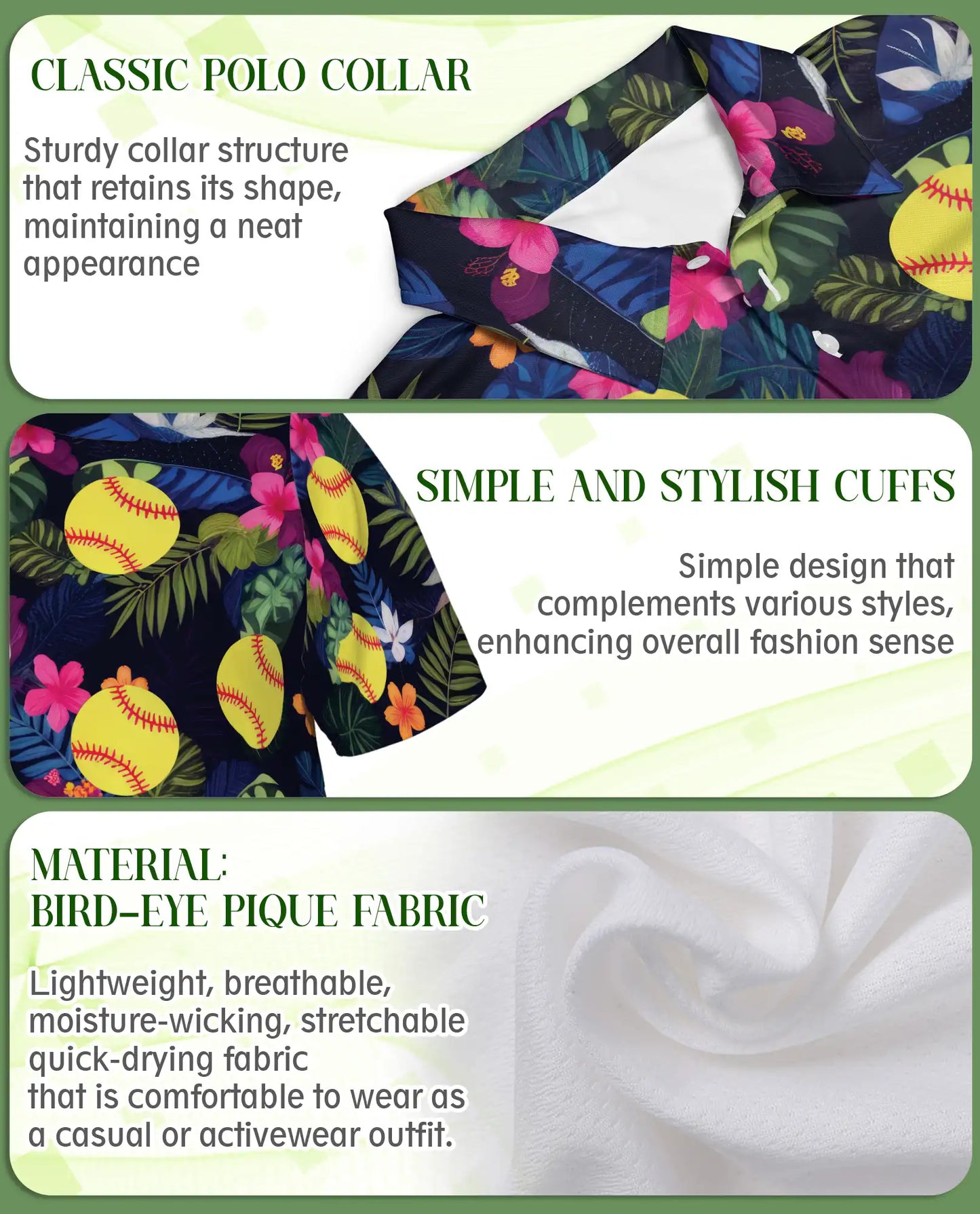 Softball Polo Shirt – Tropical Hibiscus Floral Sports Style | Azhobbyshop