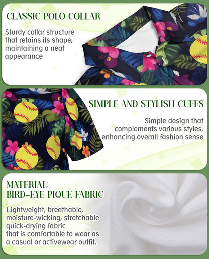 Softball Polo Shirt – Tropical Hibiscus Floral Sports Style | Azhobbyshop