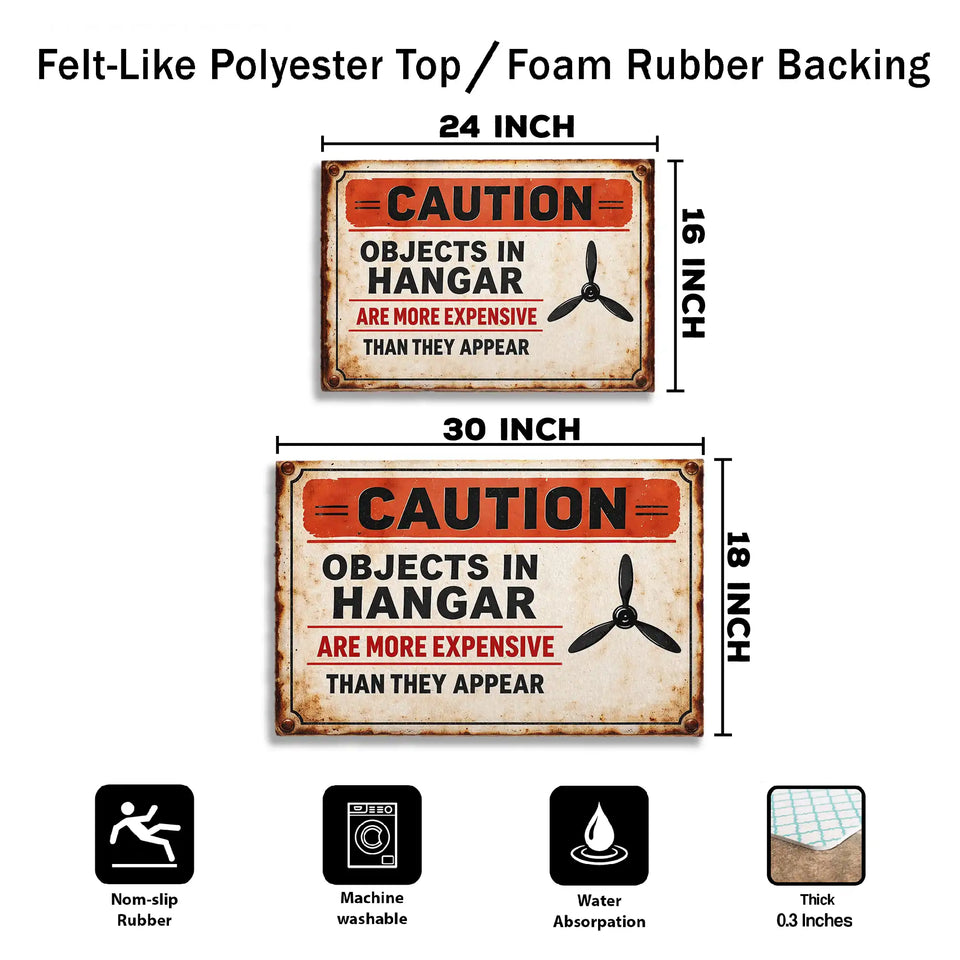 Funny Aviation Doormat – Vintage Hangar Warning Mat