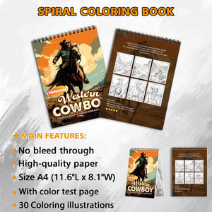 Western Cowboy Spiral Bound Coloring Book, Rugged Western Scenes for a Cowboy Adventure, Great for Fans of the Old West and Americana