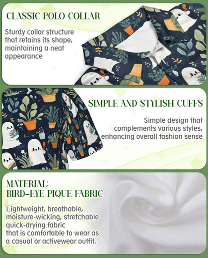 Cute Ghost Plant Polo Shirt for Men – Funny Halloween Garden Style | Azhobbyshop
