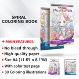 Pop Manga Sea Creatures Spiral Bound Coloring Book: 30 Exquisite Coloring Pages to Bring these Fascinating Creatures to Life