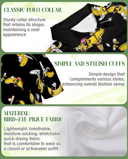Funny Banana 3D Polo Shirt for Men – Cool Fruit Cartoon Style | Azhobbyshop
