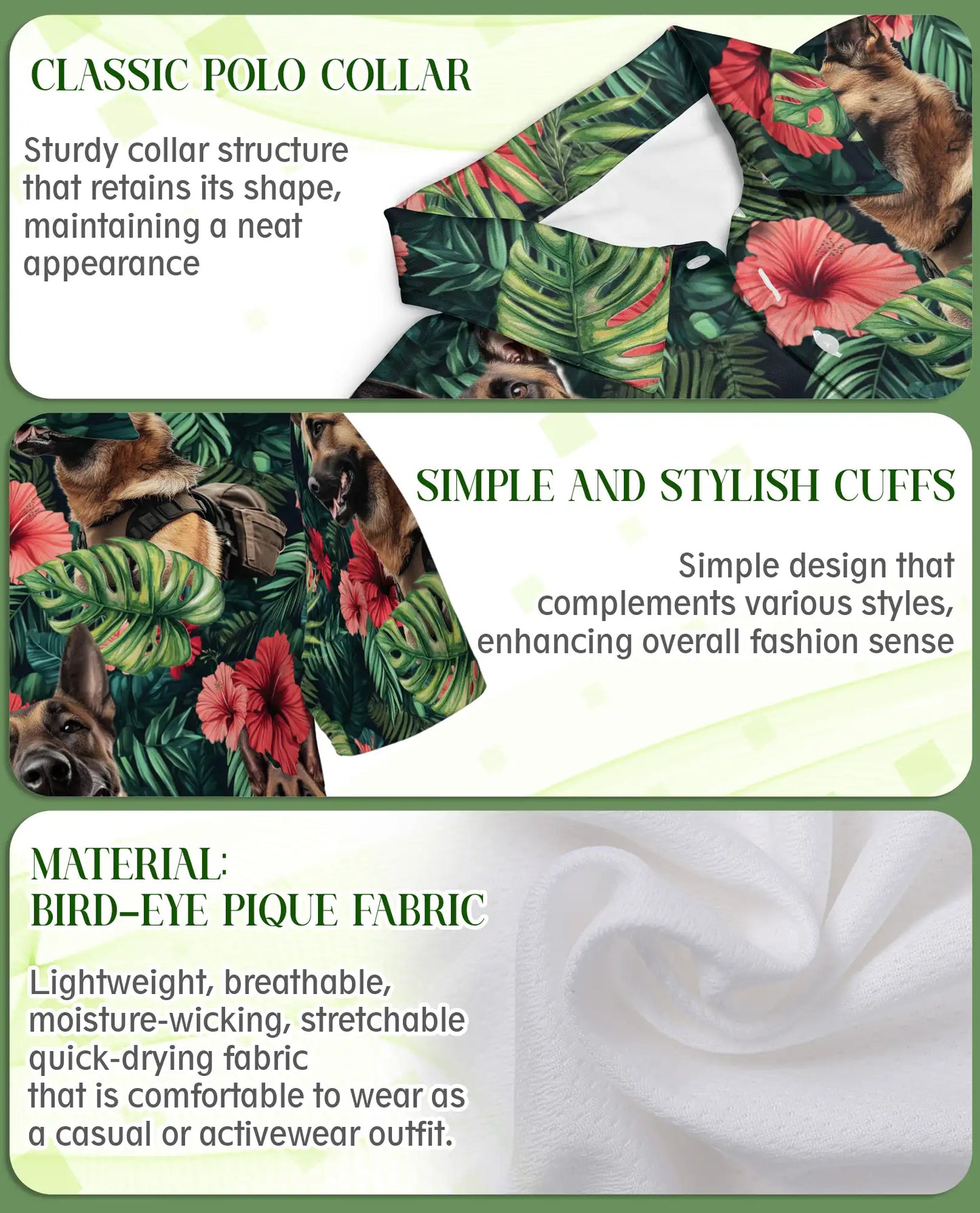 Belgian Malinois Tropical Polo Shirt – Military Dog Hawaiian Floral Style | Azhobbyshop