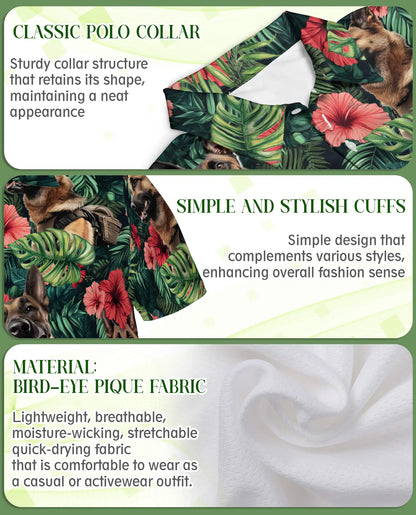 Belgian Malinois Tropical Polo Shirt – Military Dog Hawaiian Floral Style | Azhobbyshop