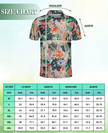 Flower Ephemera Tropical 3D Polo Shirt for Men – Floral Hawaiian Summer Style | Azhobbyshop