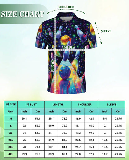 Cosmic Bowling Polo Shirt – Neon Galaxy Bowling 3D Graphic | Azhobbyshop