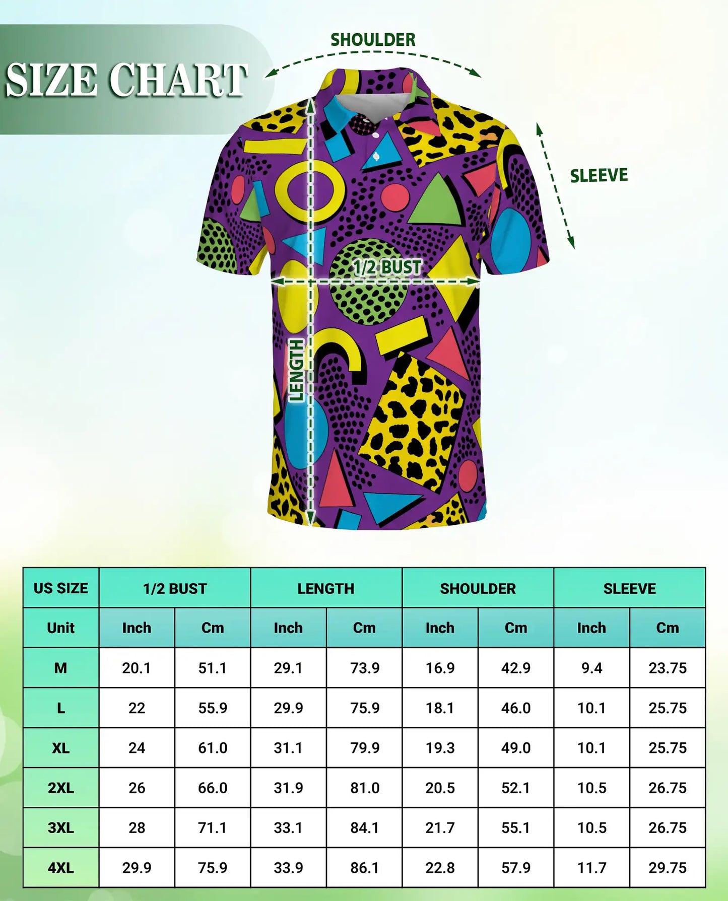 80s Retro Polo Shirt – Neon Geometric Memphis Style 3D Print | Azhobbyshop