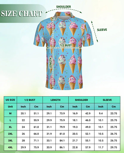 Ice Cream Cone Polo Shirt – Colorful Sweet Dessert Print | Azhobbyshop