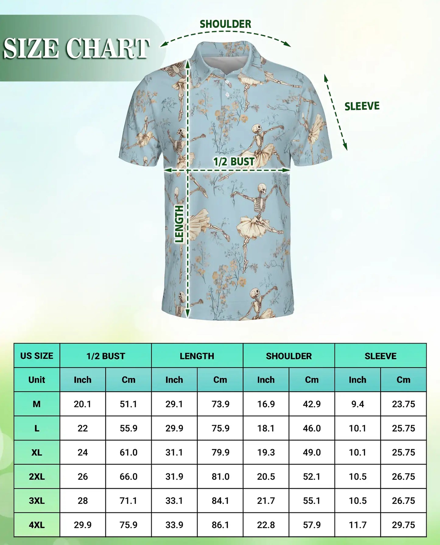 Dancing Skeleton Polo Shirt for Men – Vintage Ballet Gothic Style | Azhobbyshop