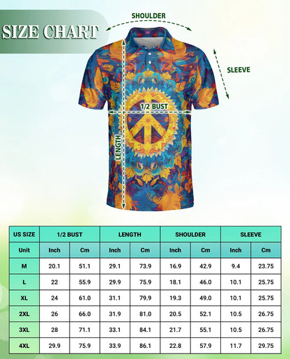 Peace Sign 3D Polo Shirt for Men – Psychedelic Hippie Festival Style | Azhobbyshop