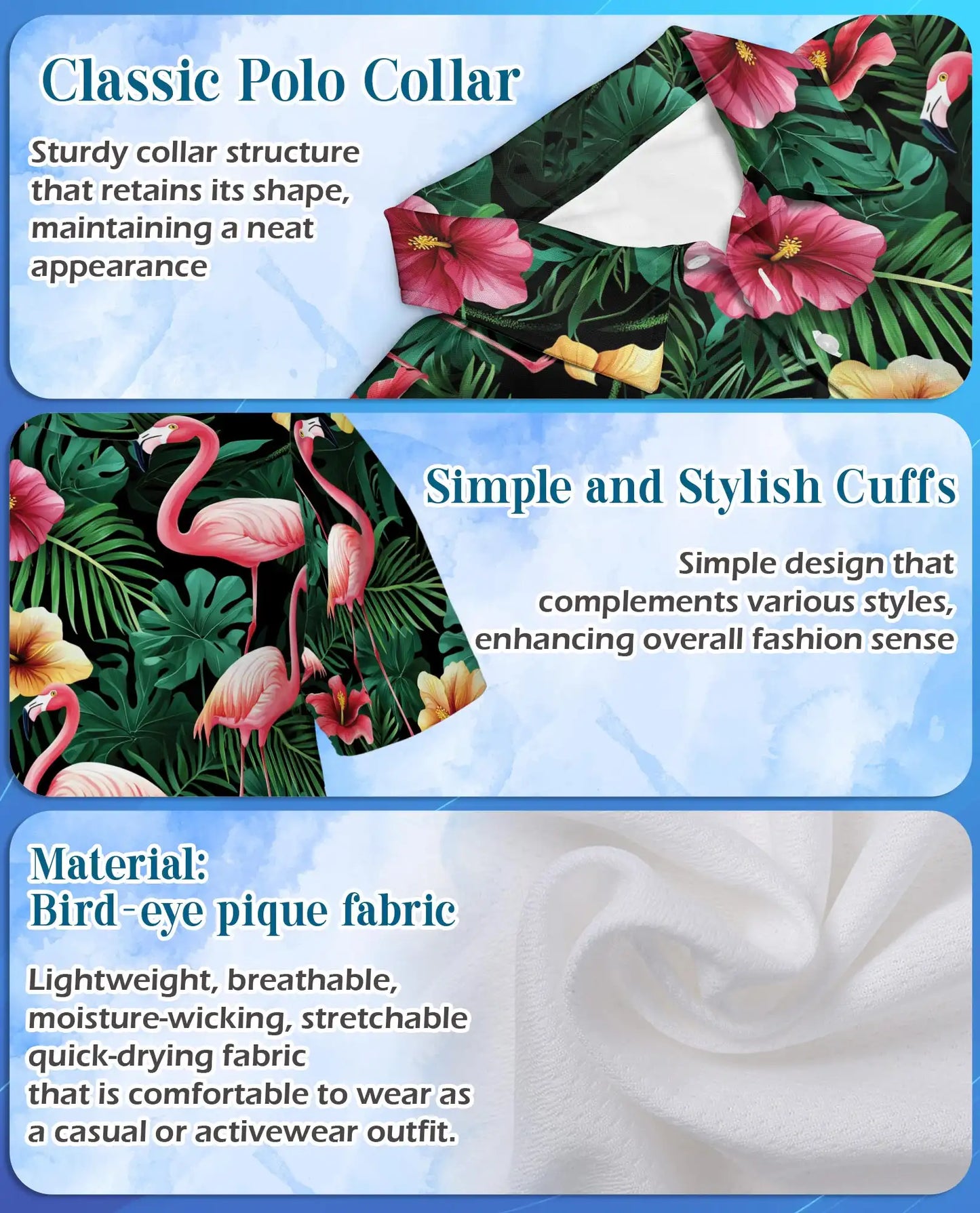 Flamingo Hawaiian 3D Polo Shirt for Men – Tropical Flower Beach Style | Azhobbyshop