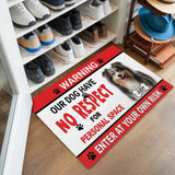 Personalized Dog Warning Doormat – Custom Pet Photo & Name Mat