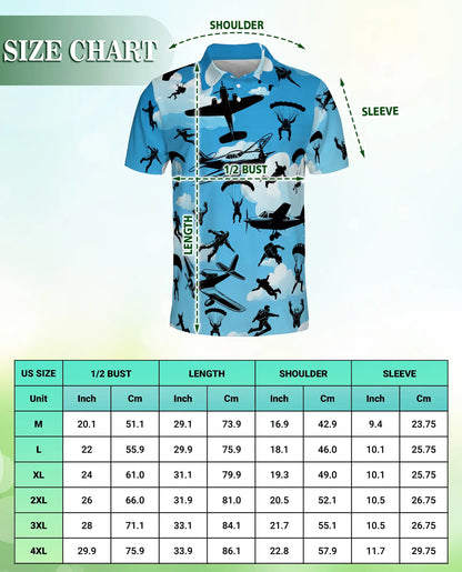 Skydiving Adventure 3D Polo Shirt for Men – Parachute & Airplane Print | Azhobbyshop