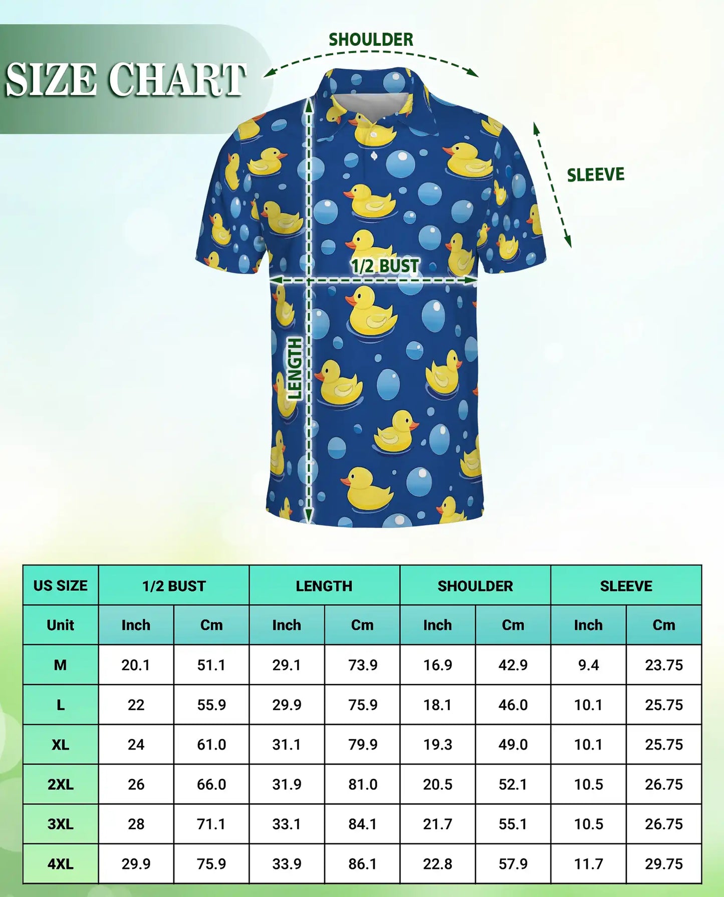 Rubber Duck Bubble 3D Polo Shirt for Men – Funny Cute Bath Style | Azhobbyshop