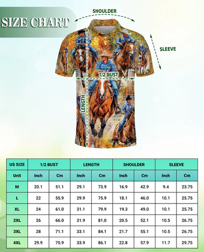 Cowboy Rodeo Horse Polo Shirt – Western Ranch Riding Print | Azhobbyshop