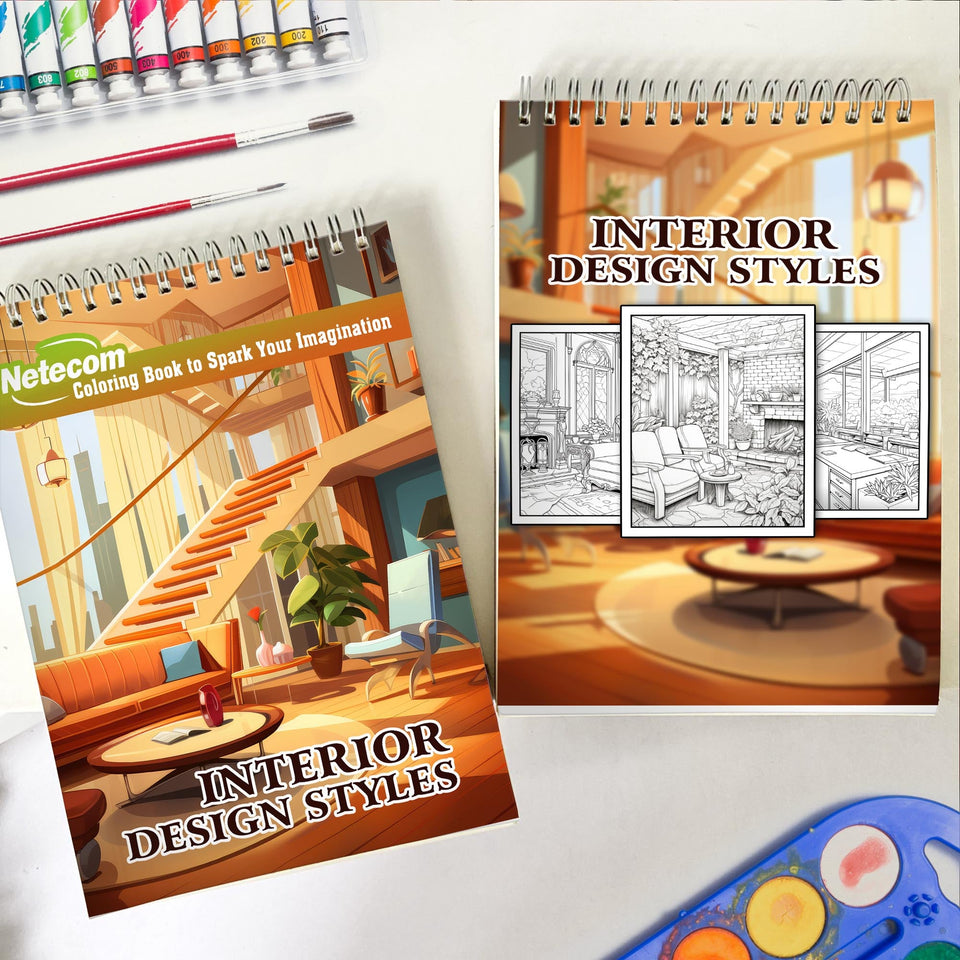 Interior Design Styles Spiral Bound Coloring Book, Delve into 30 Whimsical Coloring Pages, Celebrating the Special Place Dogs Hold in Our Hearts and Homes