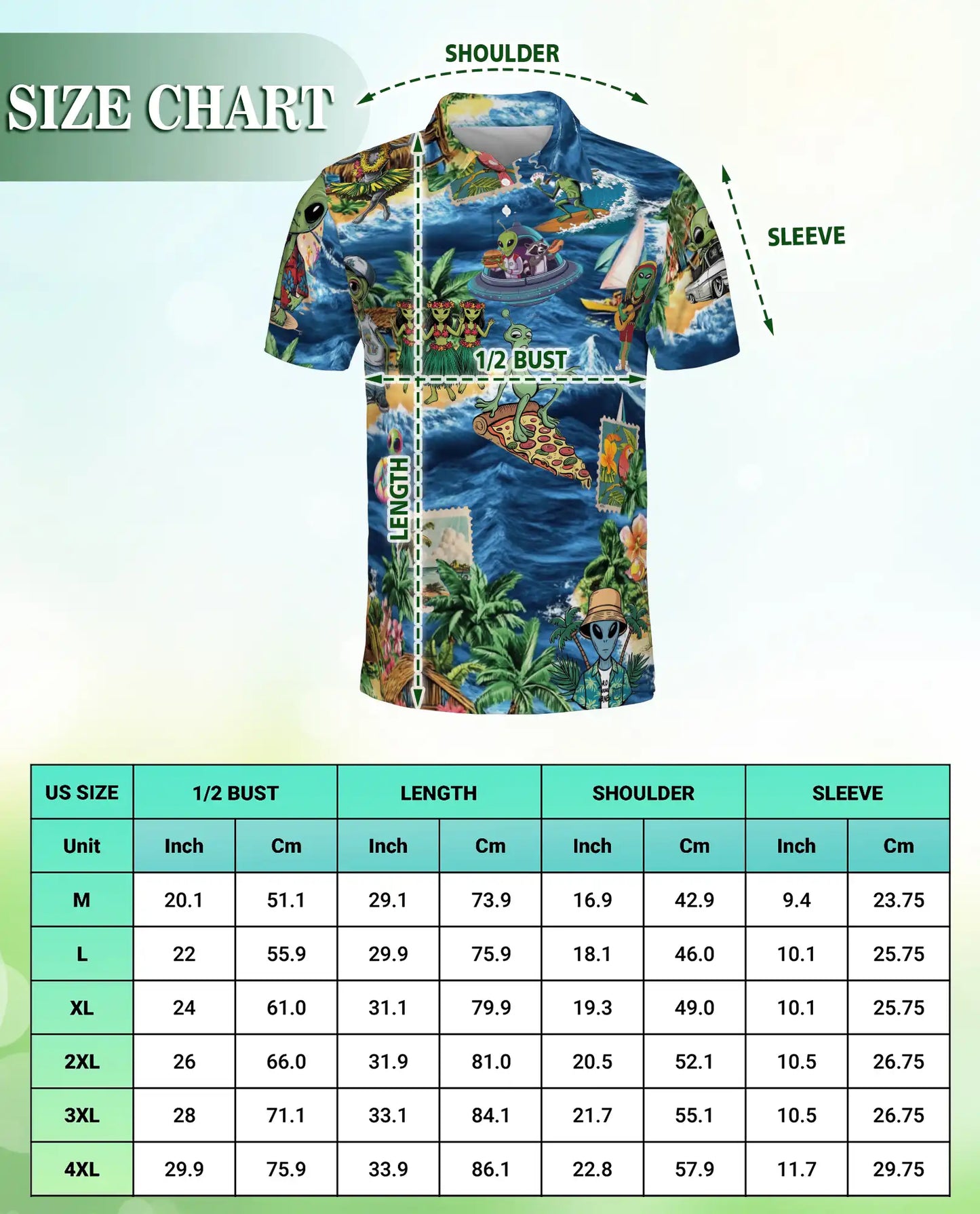 Funny Alien Hawaiian Polo Shirt- Tropical Beach Vacation Style | Azhobbyshop